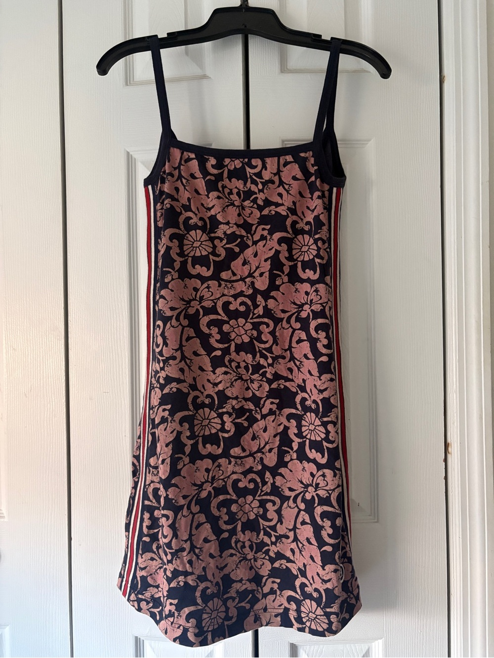 Vintage Diesel Navy and Pink batik print Slip Mini Dress with Side Stripes